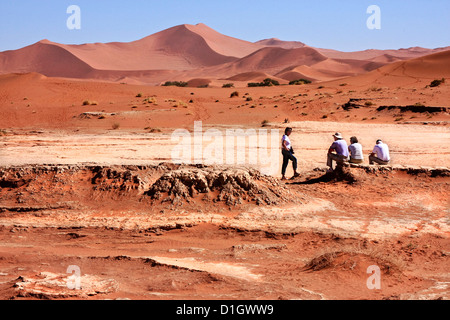 Touristen die trostlose Aussicht in der Namib-Wüste Stockfoto