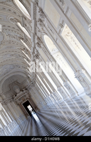 Ansicht der Galleria di Diana in Venaria Royal Palace, in der Nähe von Turin, Piemont Stockfoto