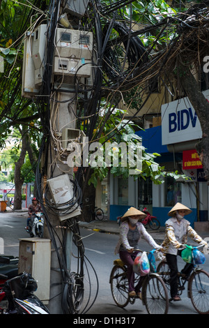 Elektrische Anschlussdose in Hanoi auf. Stockfoto