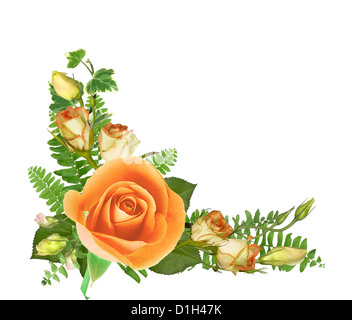 Rahmen aus Blumen Ausschnitt auf weißem Hintergrund Stockfoto