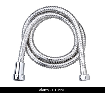 Chrome Schlauch Wasser Kabel isoliert Bad-Zubehör Stockfoto