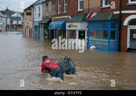 Braunton, Nord-Devon, UK. 22. Dezember 2012. Nach Starkregen über Nacht sind tief liegende Gebiete unter Wasser in das Dorf Braunton. Stockfoto