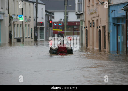 Braunton, Nord-Devon, UK. 22. Dezember 2012. Nach Starkregen über Nacht sind tief liegende Gebiete unter Wasser in das Dorf Braunton. Stockfoto