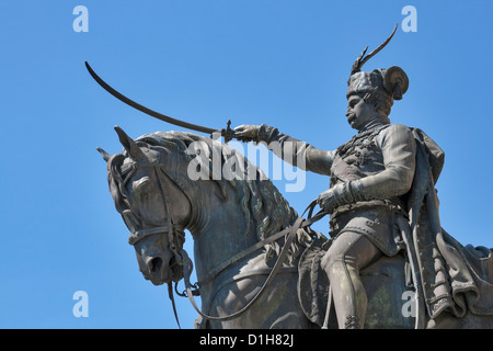 Statue von Graf Josip Jelacic Closeup am Hauptplatz in Zagreb, Kroatien Stockfoto