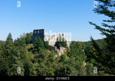 Divci Kamen Burg, in der Nähe von Zlata Koruna, Süd-Böhmen, Tschechische Republik Stockfoto