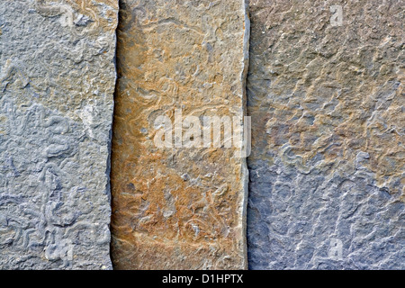 Nahaufnahme einer Schiefer Wand mit viel Detail und Textur Stockfoto