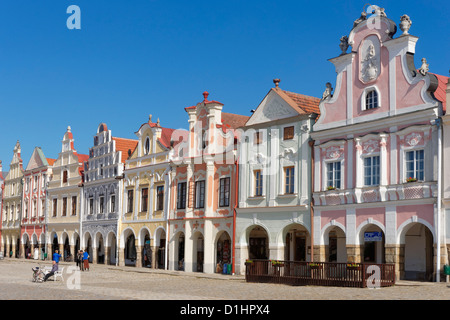 Arkaden Renaissance-Gebäude in den wichtigsten Platz Telc in Süd-Mähren, Tschechische Republik Stockfoto