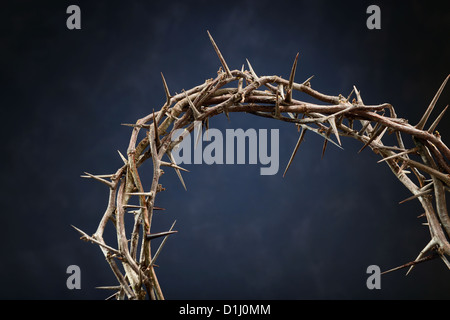 Dornenkrone auf dunkelblauem Hintergrund Stockfoto