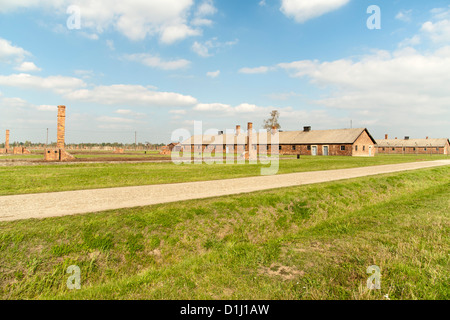 Blick über das ehemalige Konzentrationslager von Auschwitz II-Birkenau in Südpolen. Stockfoto