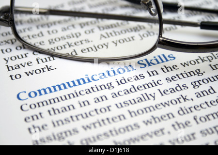 Kommunikation Fähigkeiten text Stockfoto