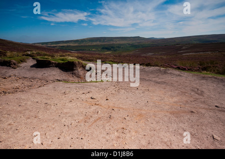 Blick über Moscar Moor in Richtung Stanage Edge von Whinstone Lee Tor im Peak District National Park Stockfoto