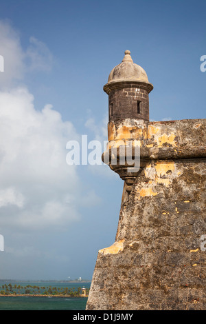 Ein Schilderhaus, Castillo San Felipe del Morro, San Juan National Historic Site, einen Nationalpark in Old San Juan, Puerto Rico Stockfoto