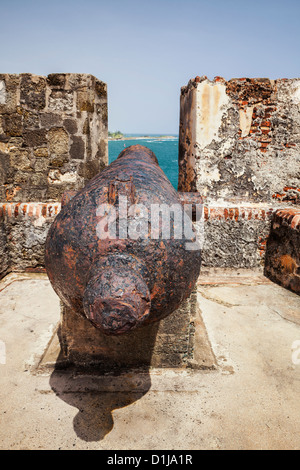 Kanone im Castillo San Felipe del Morro, San Juan National Historic Site, einen Nationalpark in Old San Juan, Puerto Rico Stockfoto