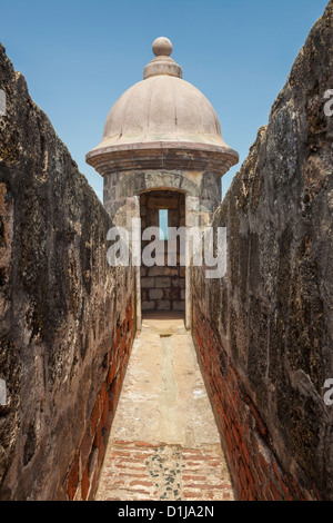 Ein Schilderhaus, Castillo San Felipe del Morro, San Juan National Historic Site, einen Nationalpark in Old San Juan, Puerto Rico Stockfoto