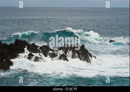 Porto Moniz - eine Gemeinschaft auf der Nord-westlichen Spitze der Insel Madeira im Atlantischen Ozean. Stockfoto