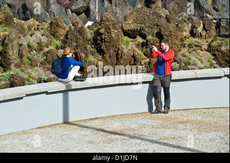 Porto Moniz - eine Gemeinschaft auf der Nord-westlichen Spitze der Insel Madeira im Atlantischen Ozean. Stockfoto