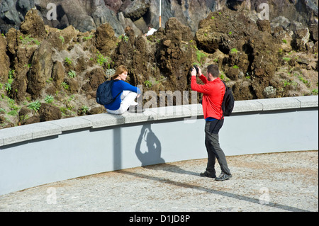 Porto Moniz - eine Gemeinschaft auf der Nord-westlichen Spitze der Insel Madeira im Atlantischen Ozean. Stockfoto