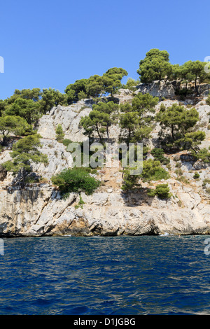 Calanques-Küste in der Nähe von Cassis in der Provence, Südfrankreich Stockfoto