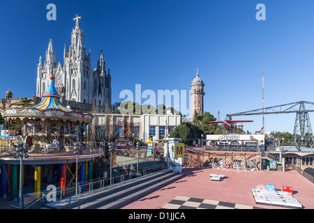 Tibidabo Freizeitpark in Barcelona Stockfoto