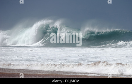 Riesige brechenden Wellen an Banzai Pipeline Oahu Hawaii Stockfoto