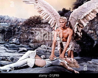 Barbarella Barbarella John Phillip Law, Jane Fonda Auf Befehl des Praesidenten der Erde Ehrung Agentin Barbarella (Jane Stockfoto