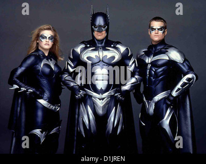 Batman & Robin Batman Robin Batgirl (Alicia Silverstone), Batman (George Clooney), Robin (Chris O'Donnell) *** lokale Beschriftung Stockfoto