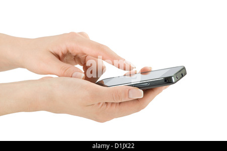 Hand halten Handys mit leerer Bildschirm Stockfoto
