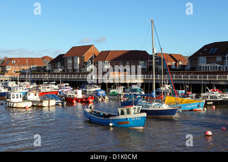 Boote im Hafen von Sunderland Marina in Sunderland, England, UK. Stockfoto