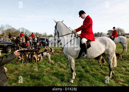 Die Essex-Jagd sammeln in zusammenpassenden Green Village für ihre traditionellen Boxing Day treffen.  Fotograf: Gordon Scammell/Alamy Live-Nachrichten Stockfoto