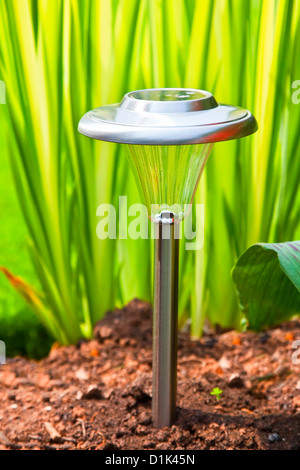 Solar Garten Licht im heimischen Garten. Stockfoto