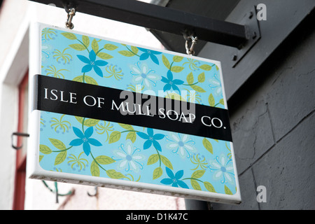 Isle of Mull Seife Firmenschild, Tobermory, Schottland Stockfoto