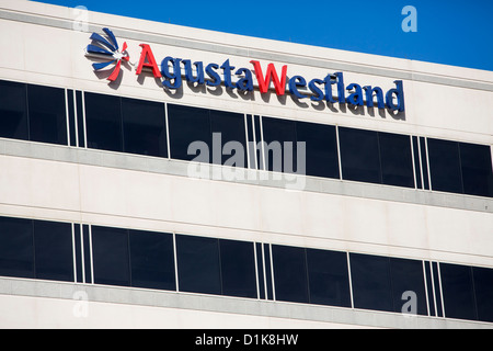 Ein Bürogebäude von Rüstungsunternehmen Augusta Westland besetzt. Stockfoto