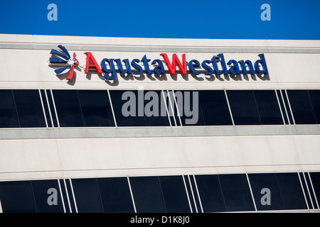 Ein Bürogebäude von Rüstungsunternehmen Augusta Westland besetzt. Stockfoto