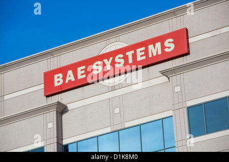 Ein Bürogebäude von Rüstungsunternehmen BAE Systems besetzt. Stockfoto