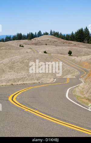 Kurvenreiche Straße in Marin County, Kalifornien. Stockfoto