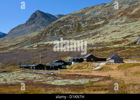 Nedre Dørålseter, Hütten, in das Tal des Dørålen, Rondane Nationalpark, Norwegen, Skandinavien Stockfoto