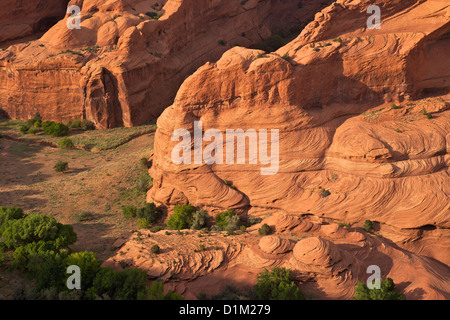 Sandstein von Erosion geformt, White House Overlook, Canyon de Chelly National Monument, Arizona, USA Stockfoto