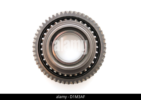 Getriebeteile isoliert auf weißem Hintergrund. Stockfoto