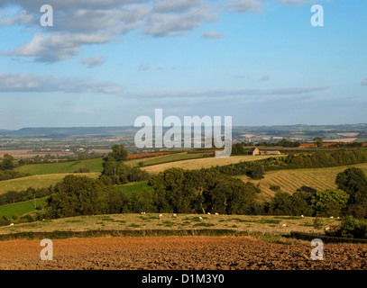 Blick vom Ilmington Down Blick nach Norden über die Warwickshire Landschaft, Ilmington, Warwickshire, England, UK Stockfoto