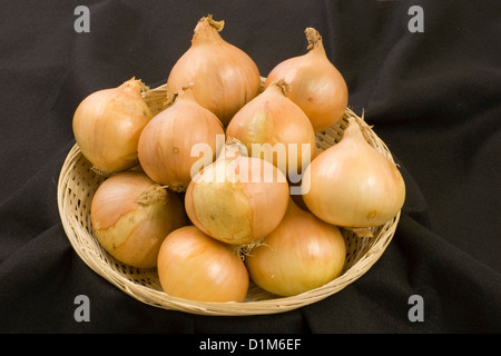 Korb mit Zwiebeln Stockfoto