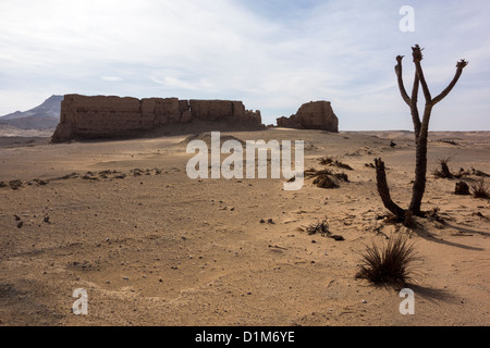 Roma Fort, bewacht 3. Jahrhundert die Kamele Route bis zum Nil. Gefertigt aus Lehmziegeln, kann man immer noch auf den Wällen Fuß. Stockfoto