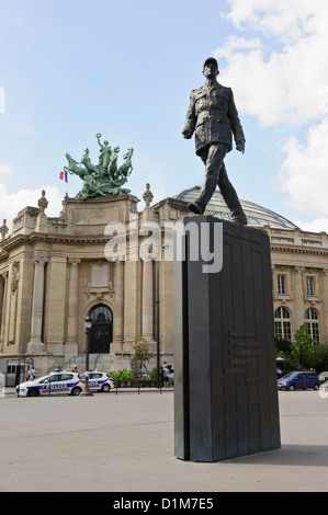 Statue-General Charles de Gaulle Paris, Champs-Élysées, Paris, Frankreich. Stockfoto