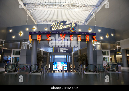 Willkommen Sie bei Ortsschild von Las Vegas Mccarran internationaler Flughafen Nevada USA Stockfoto