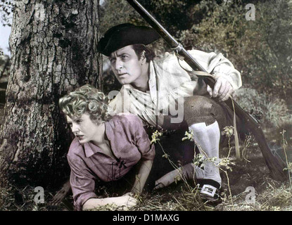 Fort Ti-Ti Fort George Montgomery, Joan Vohs Capt. Pedediah Horn (George Montgomery) Und Fortune Mallory (Joan Vohs) Stockfoto