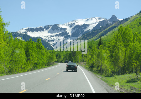 Die Million Dollar Highway zwischen Silverton und Ouray Colorado in den San Juan Mountains des südlichen Colorado Stockfoto