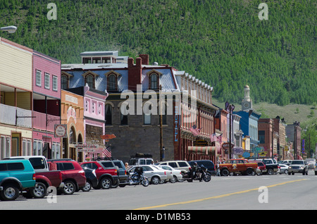 Historische Silverton Colorado verknüpft nach Durango Durango und Silverton Narrow Gauge Railroad in den Rocky mountains Stockfoto