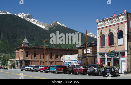 Historische Silverton Colorado verknüpft nach Durango Durango und Silverton Narrow Gauge Railroad in den Rocky mountains Stockfoto