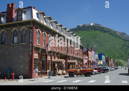 Historische Silverton Colorado verknüpft nach Durango Durango und Silverton Narrow Gauge Railroad in den Rocky mountains Stockfoto