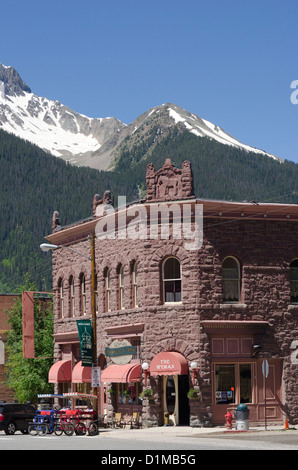 Historische Silverton Colorado verknüpft nach Durango Durango und Silverton Narrow Gauge Railroad in den Rocky mountains Stockfoto