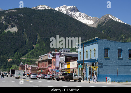 Historische Silverton Colorado verknüpft nach Durango Durango und Silverton Narrow Gauge Railroad in den Rocky mountains Stockfoto